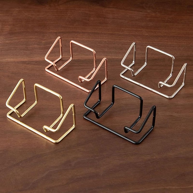 Gold Metal Business Card Stand Desktop Organizer High Capacity Storage Case - Image 5